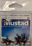 Mustad Barrel 3 Way Cross Swivel 10pk