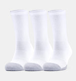UA Adult Socks Crewe 3Pk White 100