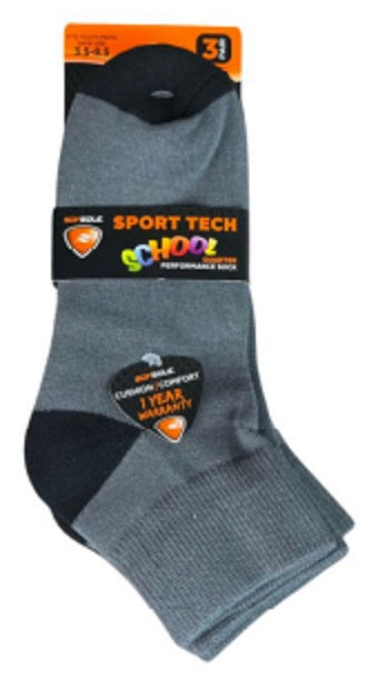 Sof Sole Sports Socks Coolmax Qtr 3us-8.5us Grey