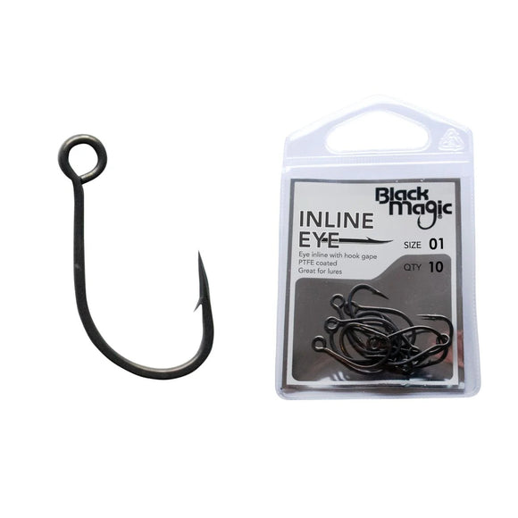 Black Magic Inline Eye Hooks Blk