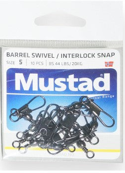 Mustad Barrel Swivel/Interlock Snap 10pk