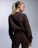 2XU Womens Organic Cotton Ribbed Crew (Brn)