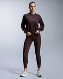 2XU Womens Organic Cotton Ribbed Crew (Brn)