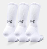 UA Adult Socks Crewe 3Pk White 100