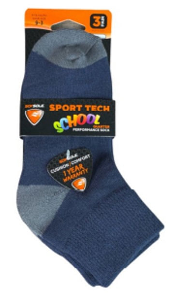 Sof Sole Sports Socks Coolmax Qtr 3us-8.5us Navy